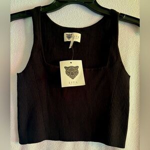 LITA by Ciara black crop sweater tank- NWT🔥